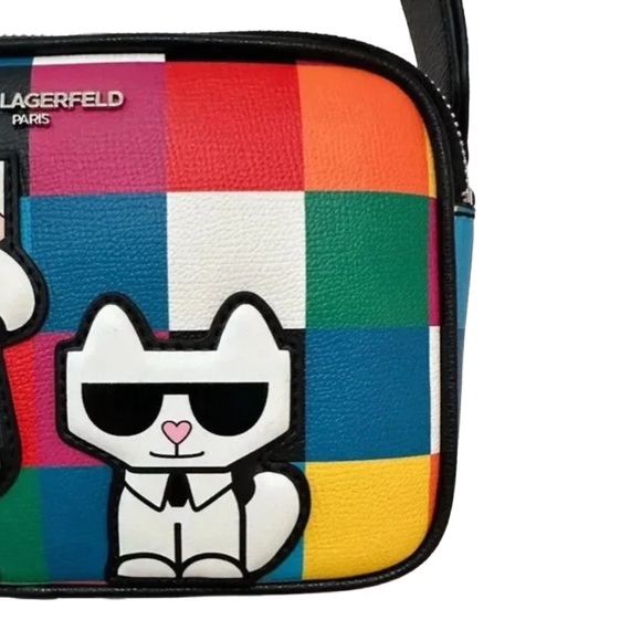 KARL LAGERFELD ~ Multicolor Color-Block Messenger Bag with Iconic Karl Design - Picture 5 of 8
